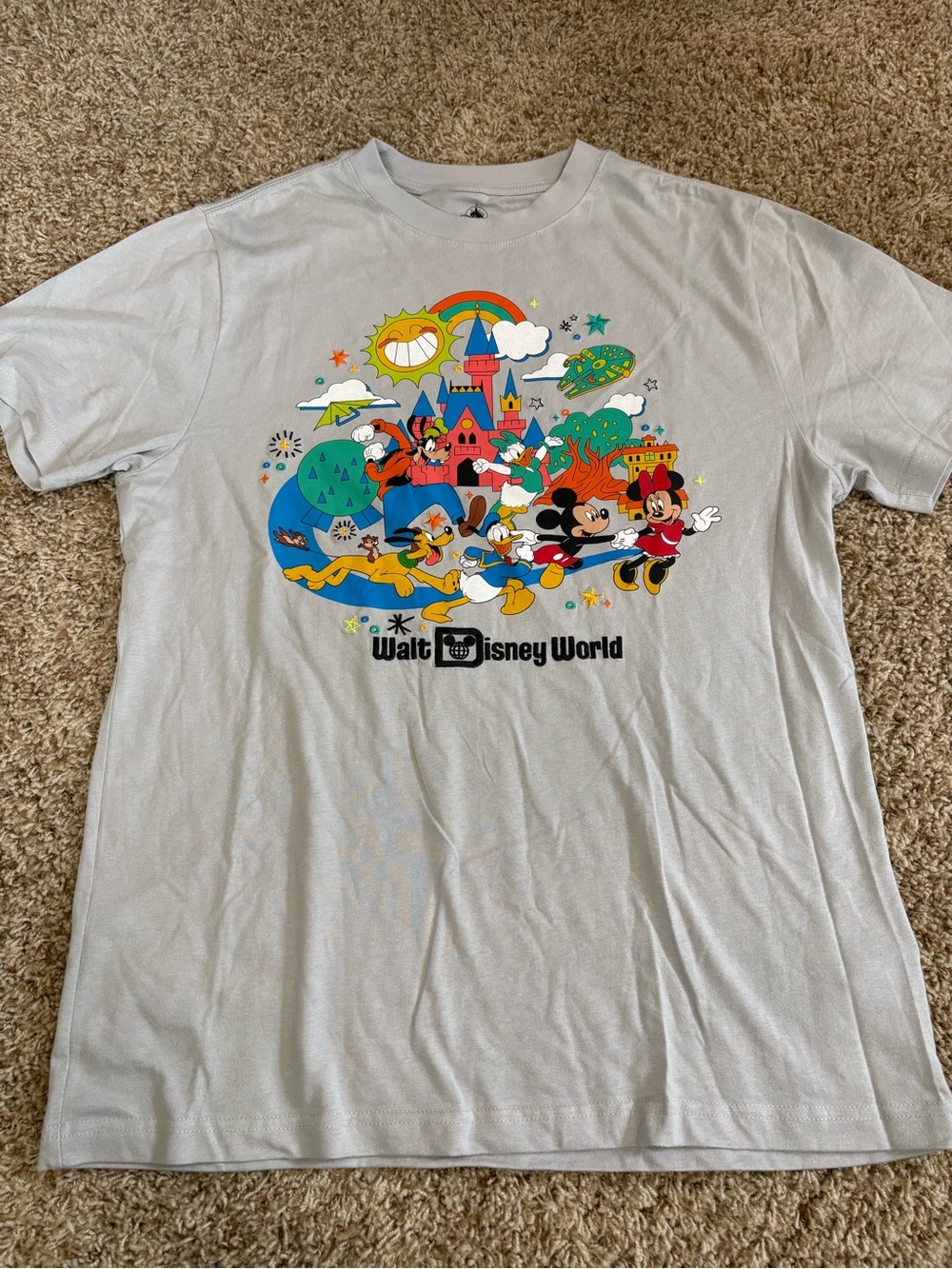 Walt Disney World unisex size M Play in the Park gray logo short sleeve tee